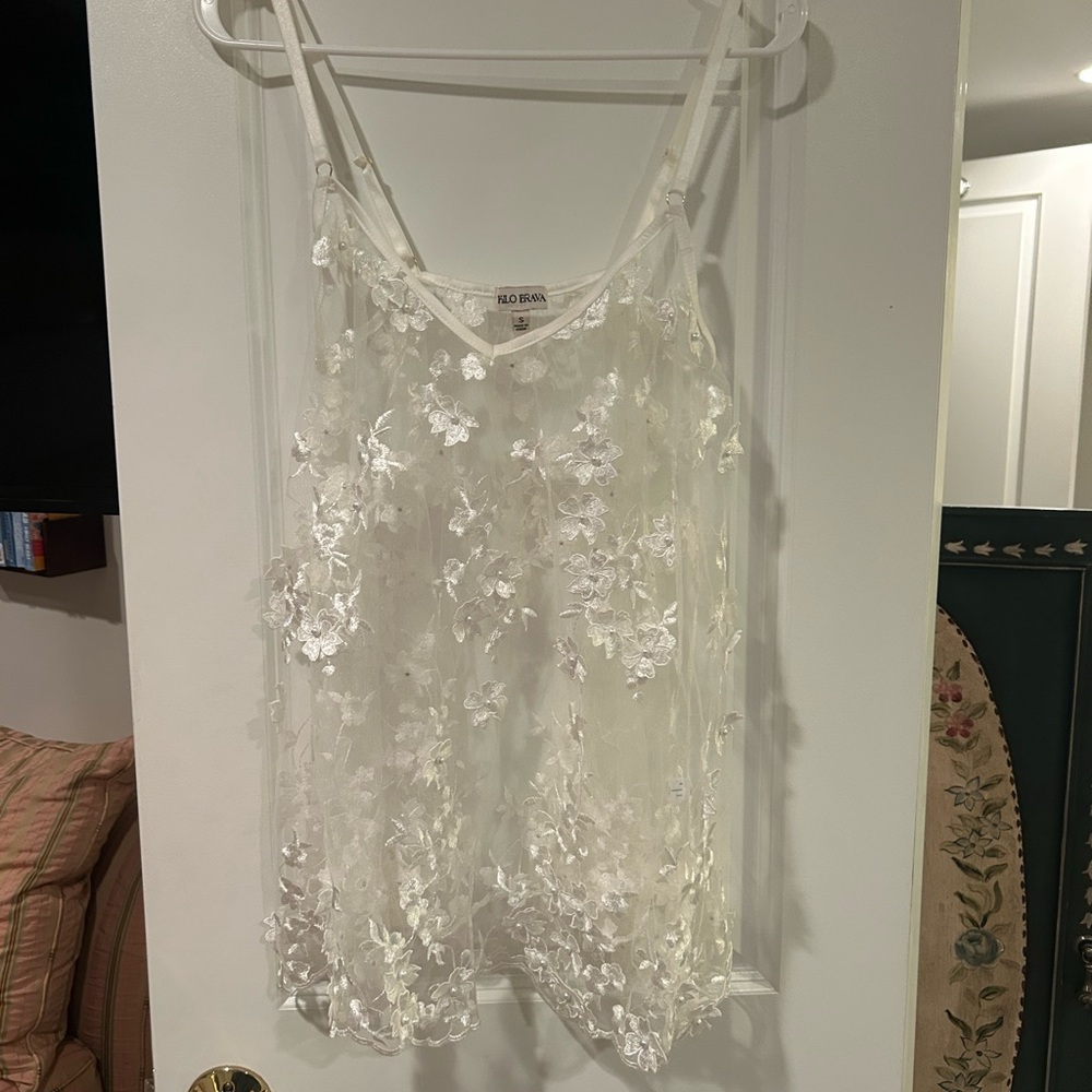 Red Bean White Lace Camisole